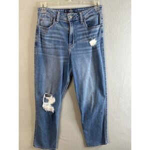 Hollister Ultra High-Rise Vintage Straight Distressed Jeans Blue W29 L29 9L